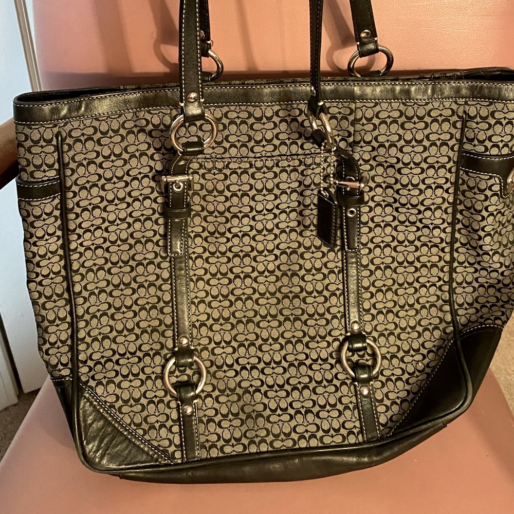 Coach Black Signature Jacquard Canvas Bag
